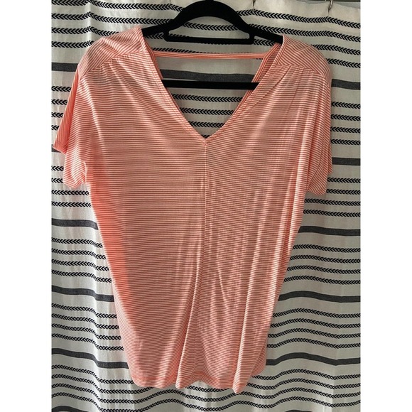 Old Navy Tops - Orange and white stripe flowy top deep v size xs new never worn